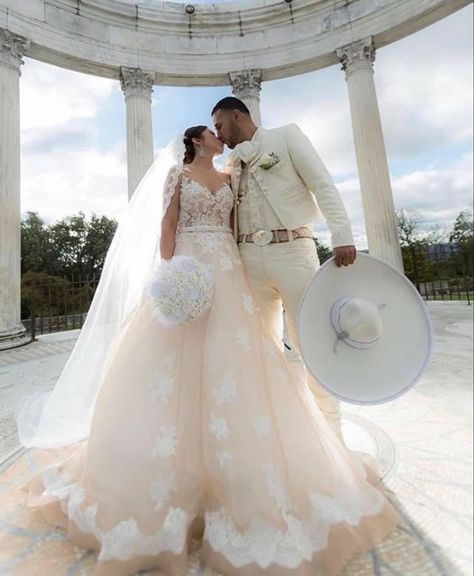 A #charro #Wedging #Goals #mexicanweddingideas Charro Wedding Groom, Mariachi Suit Wedding, Traditional Mexican Wedding Dress Mexico, Mariachi Wedding Theme, Mexican Groom Attire, Hacienda Wedding Dress, Mexican Wedding Rings, Mexican Traditional Wedding, Charro Wedding Dress