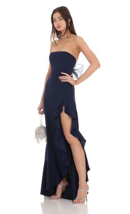 Wishlist Beige Formal Dress, Midnight Blue Prom Dresses, Bow Corset, Guest Ideas, Corset Maxi Dress, Navy Prom Dresses, Prom Dress Inspo, Navy Blue Prom Dresses, Prom Inspo