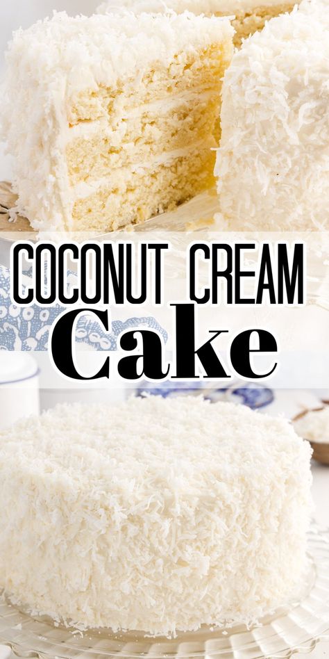 This easy coconut cake recipe is a coconut lover’s dream! It full of flavor, has a moist and tender crumb, and frosted with a coconut cream cheese blend that is extra tasty. Best Healthy Cake Recipes, Coconut Cloud Cake Recipe, Coconut Cake With Cream Of Coconut, Coconut Cake With Coconut Milk, Coconut Cake Recipe From Scratch, Cream Of Coconut Cake, Coconut Cream Cake Recipe, Best Coconut Cake Recipe Ever, Moist Coconut Cake Recipe