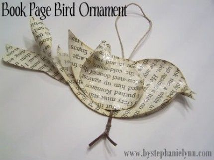 bird for readers, or for anyone really. could sit a few of them along a twig and pin the whole thing up on a wall with some little white lights for a really cute holiday wall decoration. Old Book Crafts, Recycled Books, Recycled Book, Diy Christmas Ornament, Folding Origami, Book Page Crafts, Bird Book, Paper Birds, Old Book Pages