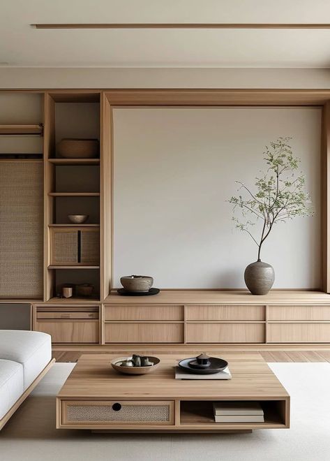 Sight Japandi Inspired Living Room, Japandi Style Living Room Design, Japandi Condo Interior, Japanese Room Interior, Japandi Media Wall, Japandi Hotel Room, Japandi Transitional, Japandi Apartment Living Room, Modern Luxe Interior Design