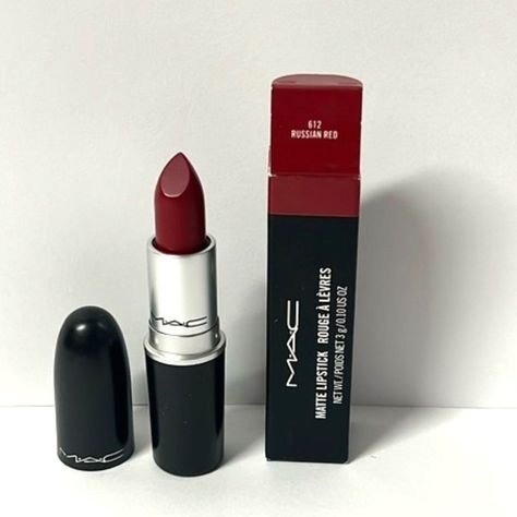 Brand New With Box Item Come As Picture Elf Red Lipstick, Red Makeup Products, Brown Red Lipstick, Red Mac Lipstick, Russian Red Lipstick, Dark Red Lipstick, Mac Russian Red, Mac Shades, Mac Lipstick Shades