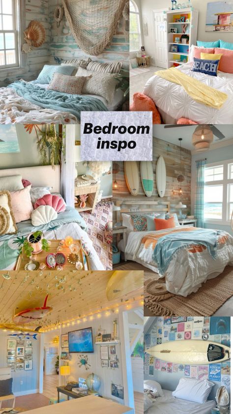 Surfer girl bedroom inspo!! Surfer Room Decor, Surfer Girl Room, Surfer Girl Bedroom, Surfer Room, Surf Room Decor, Ocean Room Decor, Beachy Room Decor, Beach Room Decor, Surf Room