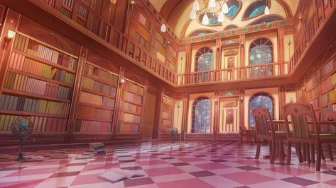 ArtStation - Fantasy library night ver Royal Library Fantasy Art, Anime Library Wallpaper, Library Wallpaper Iphone, Anime Library Background, Anime Library, Library Wallpaper, Fantasy Library, Library Background, Magical Library