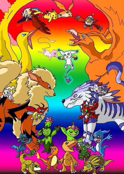 Pokémon vs Digimon Pokemon Vs Digimon, Pokemon Ash And Misty, Mew And Mewtwo, Pokemon 20, Digimon Digital Monsters, Original Pokemon, Pokemon Pokedex, Pokemon Memes, Digimon Adventure