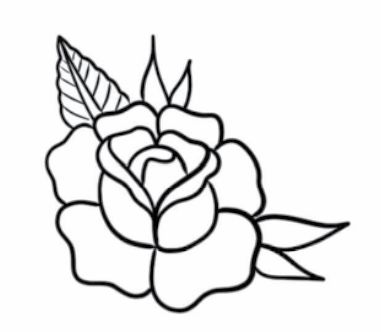 American Traditional Tattoos Simple, Easy Rose Tattoo, American Traditional Roses, American Traditional Tattoo Stencil, American Traditional Rose Tattoo, Traditional Tattoo Rose, Old School Rose Tattoo, Easy Tattoos For Beginners, Tattoos For Beginners