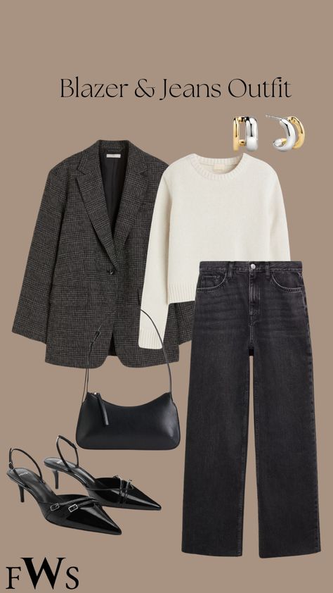 Shop Blazer oversize - Noir/carreaux - … and other curated products on LTK, the easiest way to shop everything from your favorite creators. Grey Blazer Outfit Casual, Oversize Blazer Outfit, Grey Blazer Outfit, Oversized Blazer Outfit, Blazer And Jeans, Zara Looks, Blazer Outfits Casual, Black Jeans Outfit, Blazer Outfit