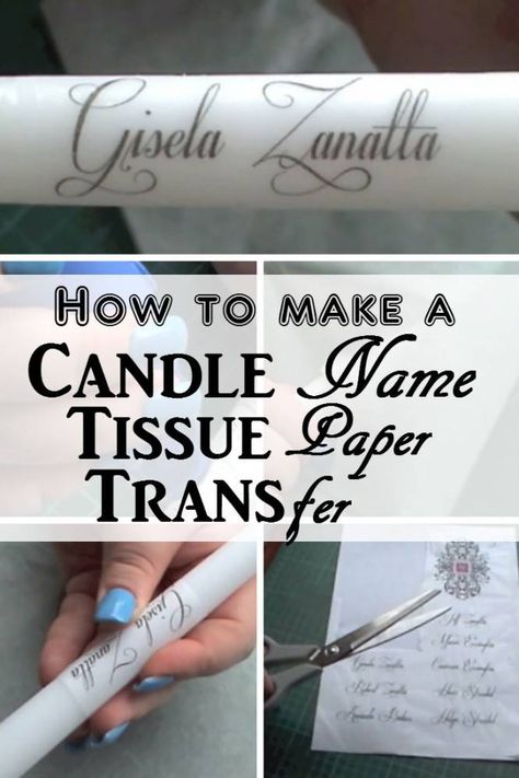 Tissue Paper Candles, Candle Transfer, Personalized Candles Diy, Baptism Candle Girl, Diy Candles Design, Candle Girl, Christening Candle, Paper Candle, Decoupage Diy