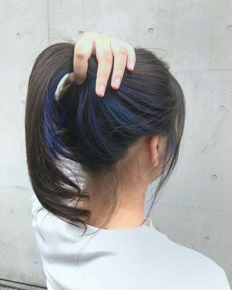 Underdye Hair, Two Color Hair, Blue Hair Highlights, Hidden Hair Color, Underlights Hair, Hair Color Underneath, Peekaboo Hair, Hair Color Streaks, Hair Streaks