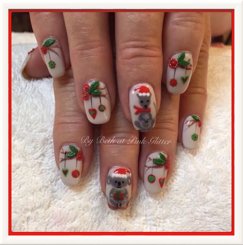 Australian Christmas Nails, Short Christmas Nails, Bio Sculpture Gel Nails, Xmas Nail, Bio Sculpture Gel, Santa Nails, Aussie Christmas, Bio Sculpture, Australian Christmas