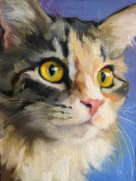 Original Fine Art By © Katya Minkina in the DailyPaintworks.com Fine Art Gallery Katya Minkina, Cat Portrait Painting, Oil Painting Inspiration, Canvas For Beginners, Cat Art Illustration, Cat Artwork, Canvas Painting Diy, Watercolor Cat, About Cats