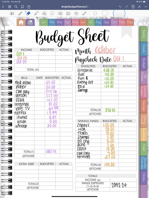 Budget Journal Template, Diy Budget Planner Ideas, Budget Goodnotes, Budget Planner Layout, Budgeting Notebook, Visual Budget Board, Budget Apps, Budgeting Finances Planner, Budget Planners