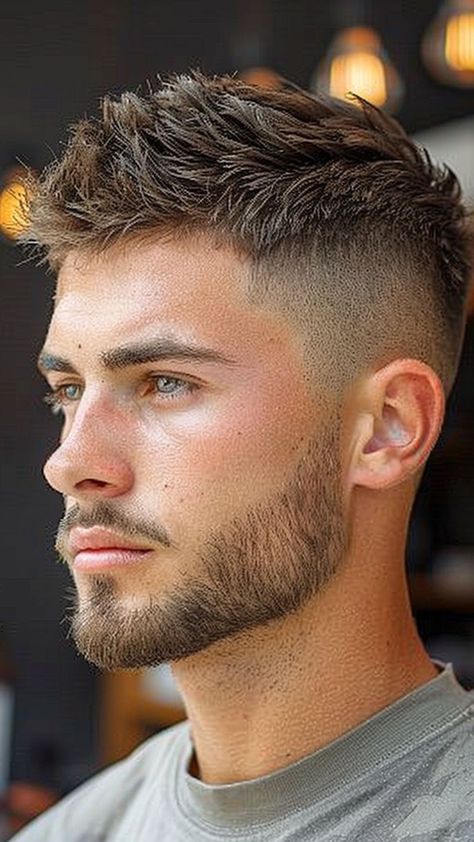 24 Modern Crew Cuts for Men Crew Cut Haircut, Men Fade Haircut Short, Short Fade Haircut, Mens Haircuts Short Hair, Mens Hairstyles Thick Hair, Men's Short Hair, Beard Hairstyle, Faded Hair, Men Haircut Styles