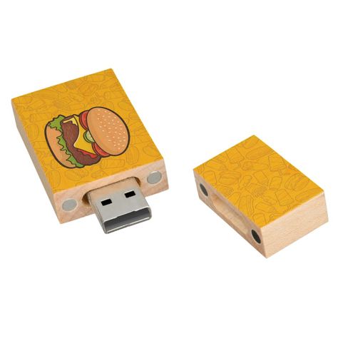 Cheeseburger Wood Usb Flash Drive Wood Usb, Usb Keys, Pen Drive, Video Camera, Business Supplies, Cheeseburger, Creative Space, Custom Accessories, Invitation Cards