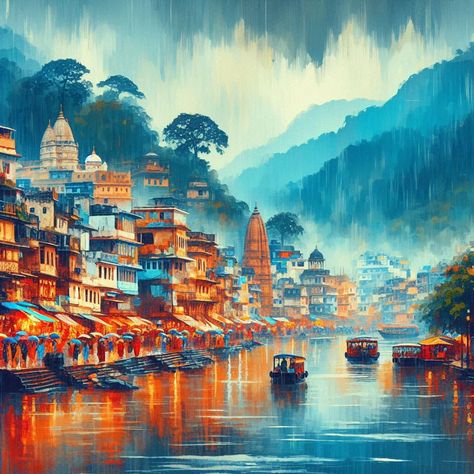 Rishikesh and Haridwar: Twin Gateways to the Spiritual Heart of India Haridwar Painting, Spiritual Heart, Maharishi Mahesh Yogi, Ganges River, Kumbh Mela, Yoga Master, Yoga Center, Haridwar, Makar Sankranti