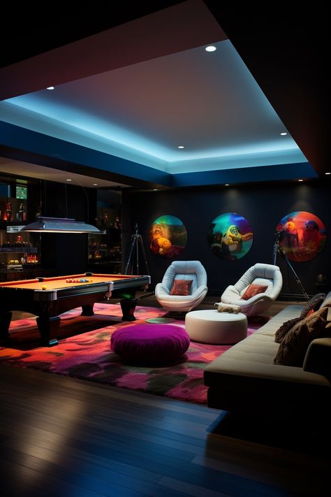 60+ Jaw-Dropping Dream Basements to Inspire Your Decor - Days Inspired Home Game Room Design, Arcade Room Decor, Gaming Room Basement, Apartment Game Room, Arcade Bedroom, Luxury Gaming Room, Luxury Game Room Design, Dream Game Room, Basement Aesthetic