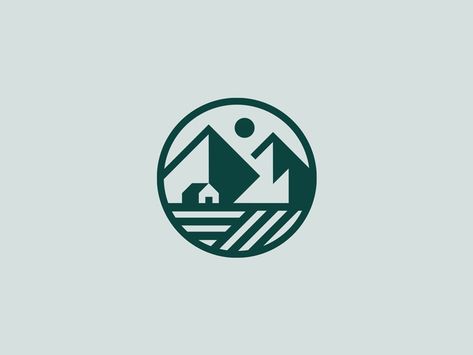 Farm by Leslie Olson on Dribbble Landscape Logos, Uva Logo, Landscape Logo Design, Farm Logo Inspiration, Logo Montagne, Mountain Logo Design, Woman Climbing, Farm Branding, Circular Logo Design