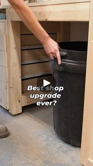 Diy Tip Out Trash Can, Garbage Can Storage In Garage, Trash Can Table Diy, Garbage Cabinet Pull Out, Pullout Trash Cabinet Diy, Diy Trash Can Drawer, Diy Pull Out Garbage Cabinet, Trash In Kitchen Ideas, Diy Cabinet Trash Pullout