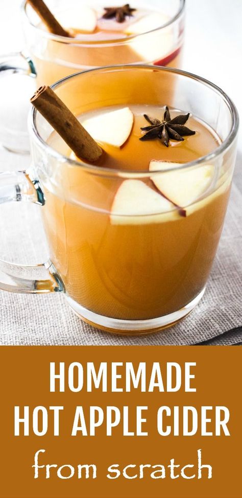 Essen, Homemade Hot Apple Cider, Spiced Apple Cider Recipe, Hot Apple Cider Recipe, Homemade Cider, Nonalcoholic Drinks, Apple Cider Drink, Best Apple Cider, Mulled Apple Cider