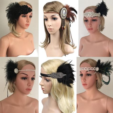 Great Gatsby Fancy Dress, 1920s Party Dresses, Gatsby Fancy Dress, Headpiece Headband, Retro Updo, Flapper Headpiece, 1920s Headpiece, 20s Flapper, Bolo Minnie