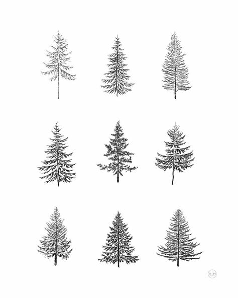 Minimalist Trees Evergreen Tattoo, Doodle Trees, Crismas Tree, Small Nature Tattoo, Evergreen Tree Tattoo, Pine Tattoo, Pine Tree Drawing, Trees Clipart, Pine Tree Tattoo