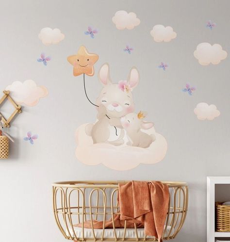 Easter Bunny with Balloon wall decal by KiraArtDecals. Nursery decal, Watercolor animals wall sticker, Baby girl Easter decor Easter decorations Spring decor. To create a positive and comfortable atmosphere you need to think about all the smallest things and details. Our adorable bunny wall decals are a perfect choice for nursery decoration. Your little one will spend the happiest days and have the sweetest dreams in the room like that! Bunny With Balloon, Baby Wooden Toys, Translucent Stickers, Scandinavian Wall Decor, Nursery Sets, Wall Decal Nursery, Sweetest Dreams, Star Wall Decals, Sticker Baby