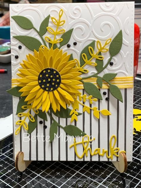 Bette Manning, 2024 Card, Sunflower Cards, Daisy Cards, Spellbinders Cards, Cricut Cards, Spring Cards, Embossed Cards, Birthday Cards Diy