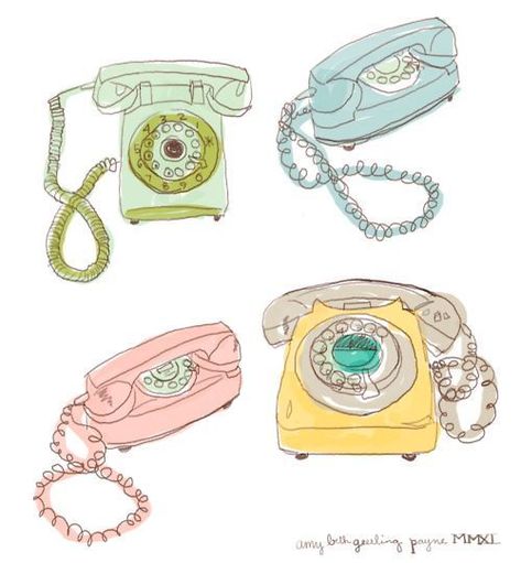 Old Phone Illustration, Phone Illustration, Phone Backgrounds Quotes, Wonderful Pistachios, Vintage Phone, Watercolor Vintage, Vintage Phones, Vintage Telephone, Video Games For Kids