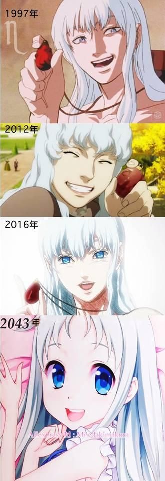 Griffith through the years Guts And Griffith, Griffith Berserk, Anime Memes Funny, Anime Meme, Really Funny Pictures, Funny Anime Pics, الرسومات اللطيفة, Anime Memes, Manga Art