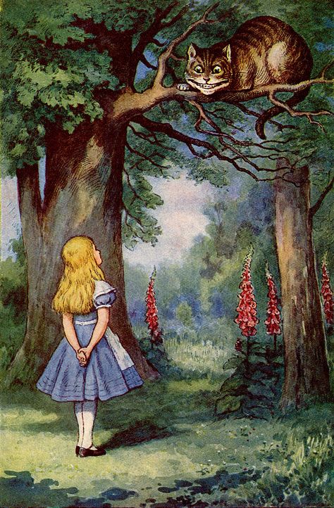 Cheshire Cat, Alice In Wonderland, Art, In The Woods, The Tree, A Cat