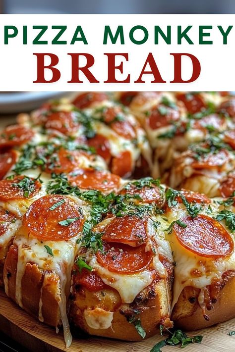 Enjoy the fun and flavor of Pizza Monkey Bread! This easy recipe combines soft biscuit pieces with delicious pizza toppings like cheese, pepperoni, and Italian herbs. Perfect for a cozy family dinner or game day snack, it’s a tasty twist on classic pizza. Serve with marinara sauce for dipping! Kids will love helping to make this tasty treat! Pizza Bread In Bundt Pan, Pizza Bundt Pan Pull Apart Biscuit, Pizza From Biscuit Dough, Pizza Pull Apart Bread With Pizza Dough, Pepperoni Pull Apart Bread Bundt Pans, Pizza Bread Appetizer, Pizza Themed Appetizers, Pepperoni Rolls With Biscuits, Pepperoni And Cheese Bread