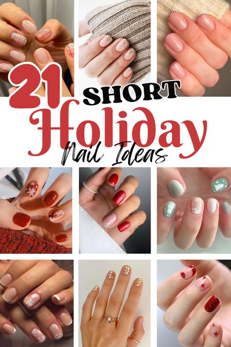 Simple Christmas Wreath Nails, Pretty Holiday Nails, Christmas Short Nails 2023, Christmas Nails 2023 Trends Short, Holiday Nails For Short Nails, Short Christmas Nails 2023, Christmas Gel X Nail Designs, Holiday Simple Nails, Gel Nails Ideas Short Christmas