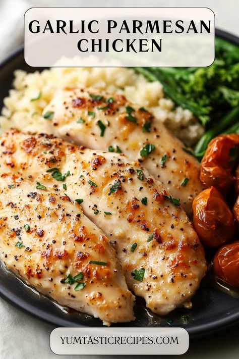 This Garlic Parmesan Chicken is the perfect dinner idea! Juicy chicken coated in a crispy, golden Parmesan crust with a hint of garlic for bold flavor. Quick, easy, and irresistibly delicious – it’s sure to become a family favorite. Pair it with your favorite sides and enjoy!

#GarlicChicken #ParmesanCrusted #EasyDinner #FamilyMeals #ChickenRecipes Pampered Chef Garlic Parmesan Seasoning, Chicken Garlic Bites, Chicken Parmesan Recipe Easy Baked, Parmasean Chicken, Garlic Parmesan Crusted Chicken, Easy Garlic Parmesan Chicken, Parmesan Chicken Bake, Garlic Parm Chicken, Healthy Family Dinner Recipes