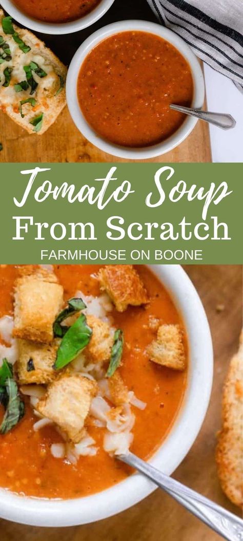 Tomato Soup Recipe Fresh Tomatoes, Garlic Tomato Soup, Gf Soup, Easy Homemade Tomato Soup, Tomato Soup From Scratch, Tomato Soups, Homemade Tomato Basil Soup, Tomatoes Sauce, Homemade Tomato Soup Recipe