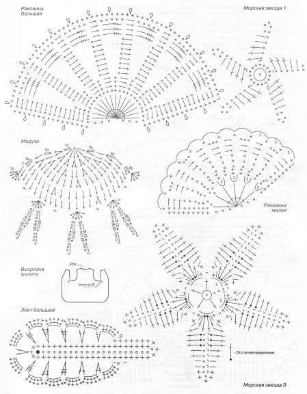 夏 海 海洋生物 かぎ針 編み図あり ヒトデ 貝 Crochet Seashell Applique, Irish Crochet Flowers, Crochet Free Patterns, Irish Crochet Motifs, Crochet Fish, Irish Crochet Patterns, Pola Amigurumi, Form Crochet, Crochet Leaves