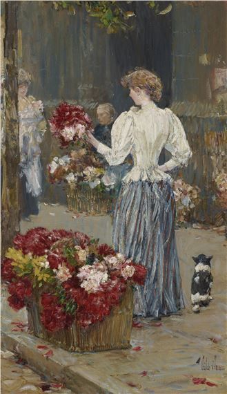 Hassam Paintings, Childe Hassam Watercolor, Childe Hassam Paintings, Frederick Childe Hassam, Flower Girl Signs, American Impressionism, Hur Man Målar, Childe Hassam, Oil Painting Reproductions