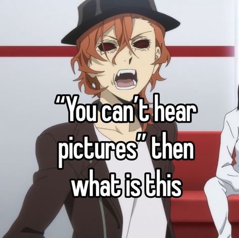 Bsd Chuuya, Bsd Memes, Bungou Stray Dogs Characters, Silly Dogs, Whisper Funny, Im Going Crazy, Bongou Stray Dogs, Stray Dogs Anime, Funny Anime Pics