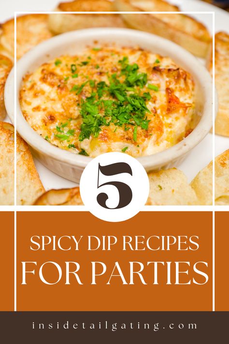 Spice up your game day with these 3 Best Spicy Dips, perfect for your next tailgate or football party! From fiery queso to zesty salsa and a bold buffalo chicken dip, these easy dip recipes will be a hit with any crowd. Whether you're hosting a big game watch party or tailgating with friends, these spicy dips are sure to impress. Get ready to add some heat to your snack spread with these must-try tailgating spicy dips! #TailgatingRecipes #GameDayFood #FootballParty Spicy Dip Recipes, Spicy Dips, Spicy Chicken Dip, Spicy Lunch, Easy Dip Recipes, Recipes For Parties, Tailgate Party Food, Tailgating Food, Tailgate Snacks