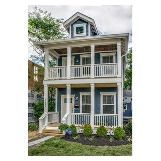 1708B 7th Avenue - Traditional - Exterior - Nashville - by Aerial Development Group | Houzz Second Story Porch, Light Blue Houses, Stacked Porches, Porch House Plans, House Planning, Craftsman Style Home, Traditional Exterior, Country House Plans, Mediterranean Home