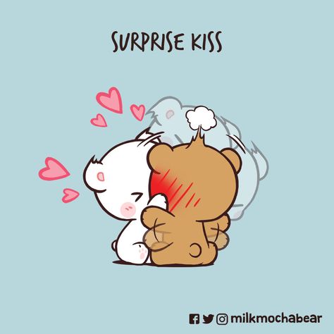 Milk Mocha Bear, You're My Everything, Surprise Kiss, Milk And Mocha, Dudu Bubu, Mocha Bear, Bear Gif, Milk & Mocha, Cute Bear Drawings