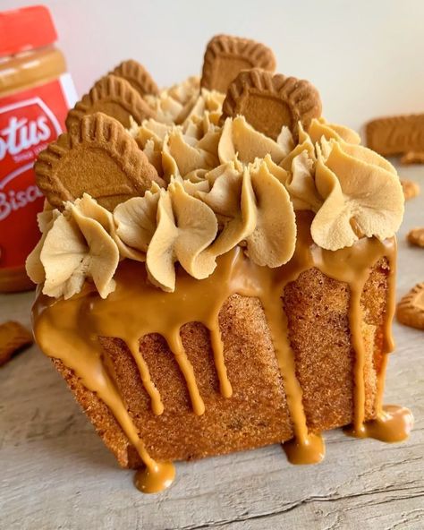 Fitwaffle Kitchen on Instagram: “LOTUS BISCOFF LOAF CAKE 😍 This cake has been highly highly requested! It makes me so happy that so many of you love Biscoff as much as I…” Fitwaffle Kitchen, Biscoff Buttercream, Lotus Biscuits, Biscoff Cake, Southern Cake, Oreo Fudge, Nutella Cookies, Lotus Biscoff, Pie Bar