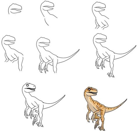 8 Easy Steps To Create A Raptor Drawing – How To Draw A Raptor Dinosaur Drawing Sketch, Raptor Drawing, Easy Dinosaur Drawing, Raptor Dinosaur, Dinosaur Sketch, Drawing Lessons For Kids, Dinosaur Drawing, Demon Art, Sketches Easy