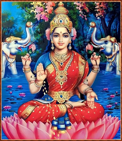 Maha Laxmi Goddesses, Laxmi Goddess Wallpapers, Mahalakshmi Goddesses, Gaja Lakshmi, Hindu Gods And Goddesses, Lakshmi Photos, Devi Images Hd, Aadi Shakti, Saraswati Goddess