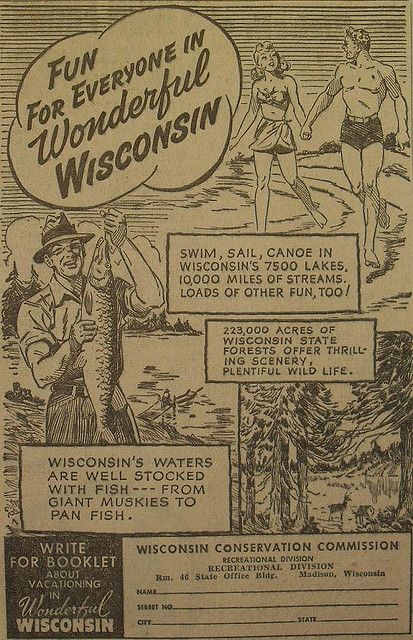 Regional, Vintage Travel, Vintage Ads, Wisconsin Pride, Vintage Wisconsin, Wisconsin Travel, Wisconsin State, Interior Minimalista, Great Lakes