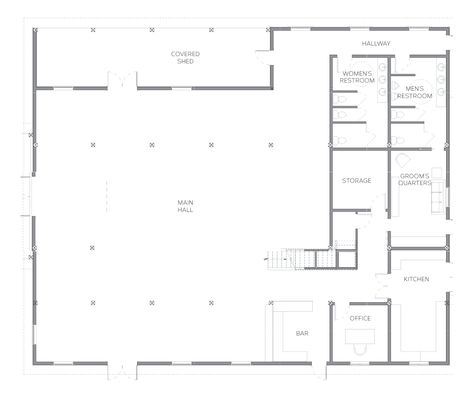 Party Barn Floor Plans, Marriage Hall Plan Layout, Wedding Venue Architecture, Party Barn Interior, Venue Architecture, Dc Structures, Event Venue Business, Office Building Plans, Event Space Design