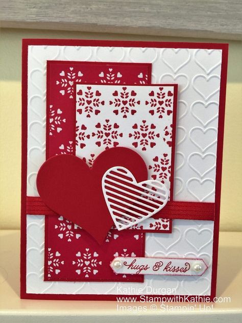 Valentine Cards To Make, Stampin Up Valentine Cards, Valentines Day Cards Diy, Valentines Day Cards Handmade, Valentine Love Cards, Valentine Cards Handmade, Hugs Kisses, Valentine's Day Cards, Valentine Cards