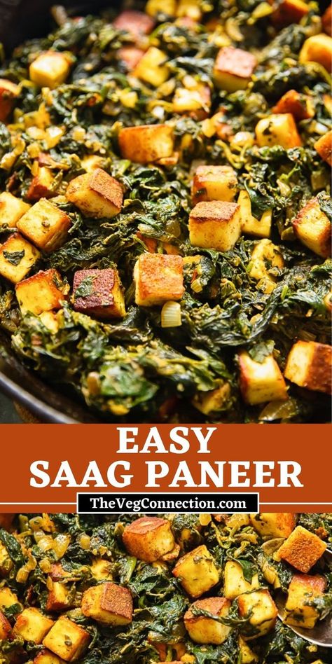 Tender spinach and squeaky paneer cooked with gentle spices make saag paneer a legend! So delicious and perfectly vegetarian. Saag Paneer Recipe, Saag Paneer, Paneer Recipe, Paneer Recipes, Veggie Side Dishes, Frozen Spinach, Best Dinner Recipes, Indian Dishes, Veggie Sides