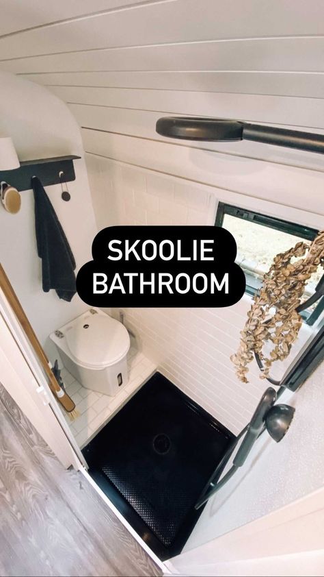 ourvanquest on Instagram: This is our all-in-one Skoolie bathroom 🛁🚿 #skooliebuild #skooliebathroom #vanlife #buslife #skoolielife Bus Bathroom Conversion, Skoolie Water System, Small Skoolie Conversion, Skoolie Bathroom Ideas, Bus Bathroom, Skoolie Bathroom, Skoolie Ideas, Skoolie Conversion, School Bus Tiny House