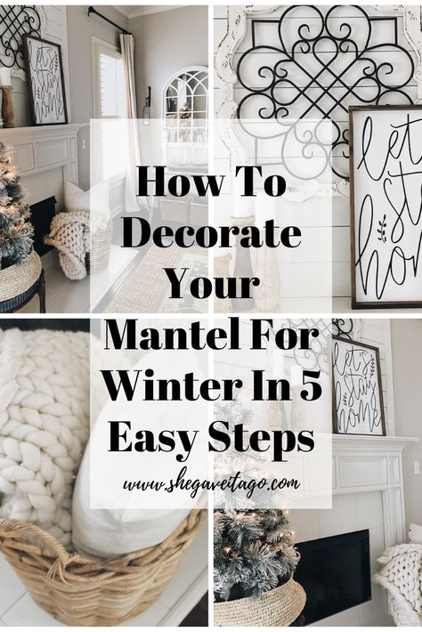 January Fireplace Decor, January Mantel Ideas, Winter Mantle Ideas, Winter Mantle Decor After Christmas, Winter Mantel Decorating Ideas, January Mantle Decor, How To Decorate A Fireplace Mantel, Winter Fireplace Decor, Winter Mantle Decor