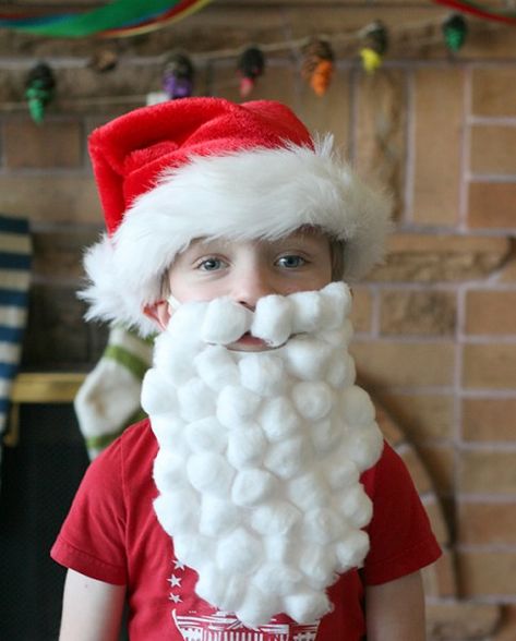 Christmas Costumes Diy, Cotton Ball Crafts, Christmas Projects For Kids, Diy Beard, Santa Beard, Diy Santa, Santa Crafts, Diy Costumes Kids, Diy Kostüm